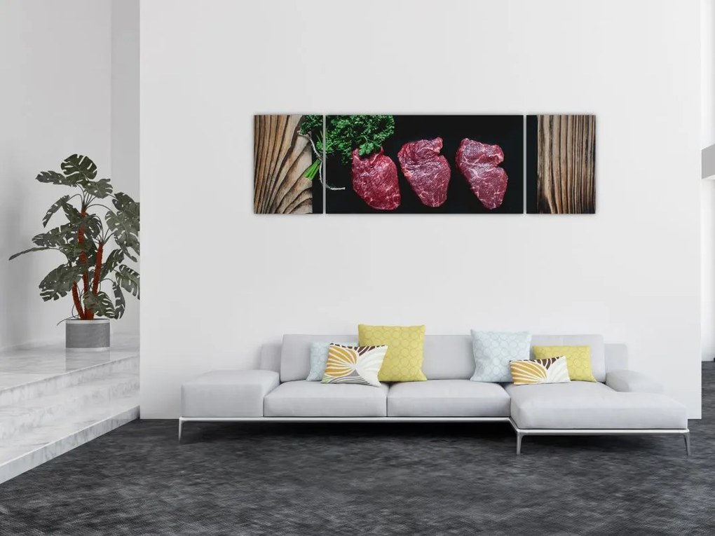 Obraz mięsa na talerzu (170x50 cm)