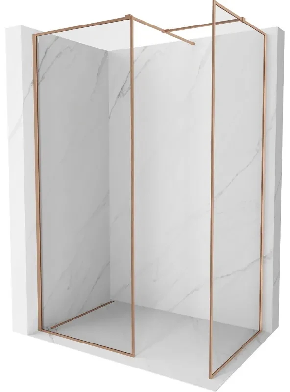 Mexen Kioto-F ścianka prysznicowa Walk-in z ramką 160 x 110 cm, transparent 8 mm, miedź szczotkowana - 800-160-202-04-65-110
