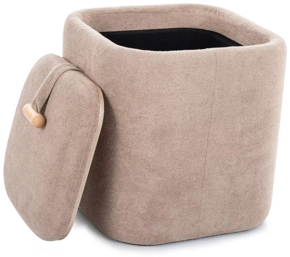 Beżowy taboret NAP z miejscem do przechowywania 37x37 cm