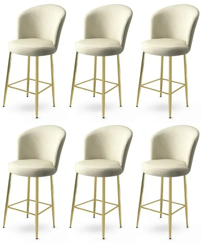 Zestaw krzeseł barowych Alte Cream and Gold, 6szt., 6 szt.
