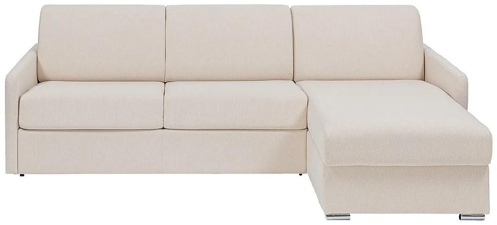 Kanapa narożna dwustronna rozkładana typu express z beżową tapicerką - Miejsce do spania 160 cm - Materac 18 cm - CALIFE