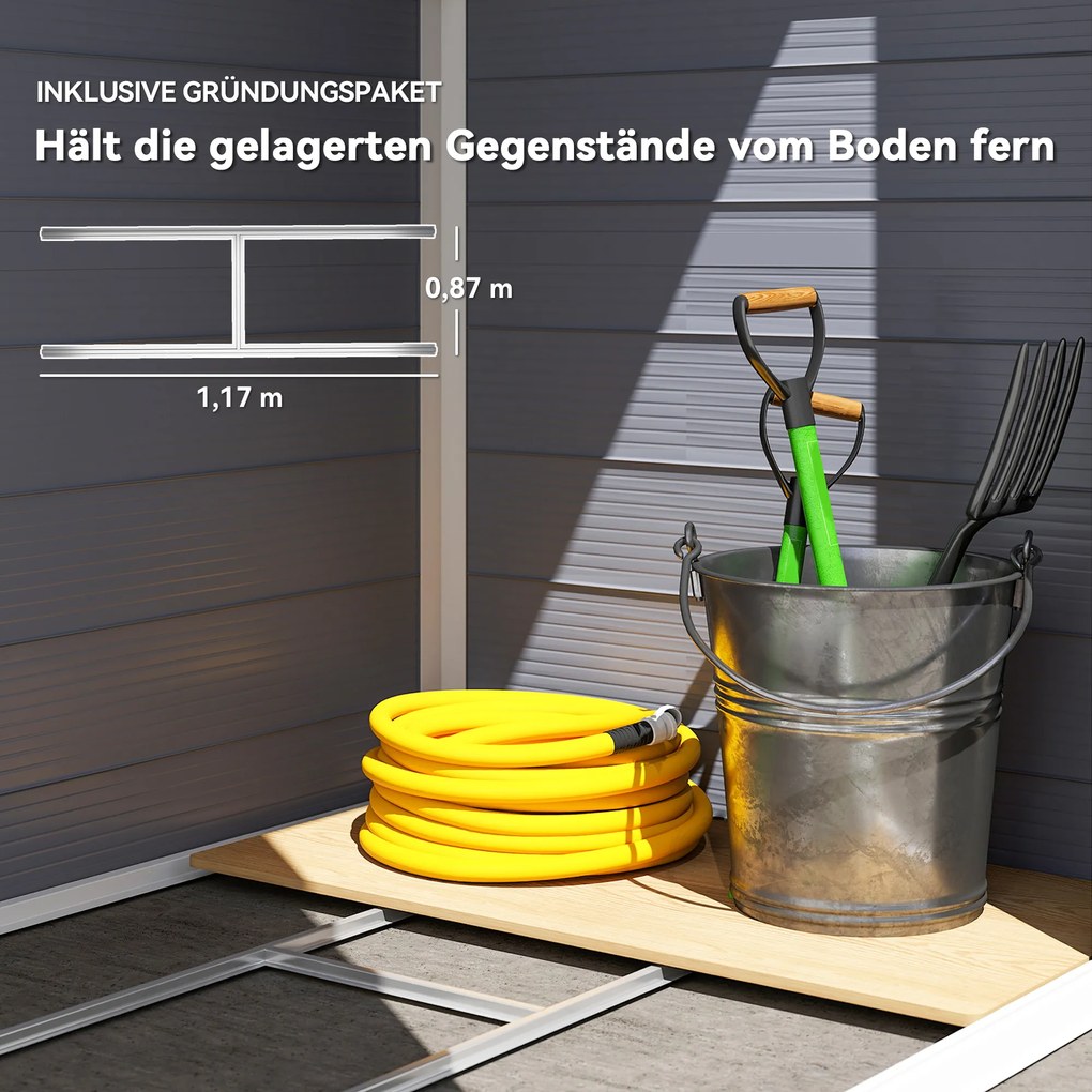 Outsunny schowek, 1,1 m², domek ogrodowy z dwuspadowym dachem, 133 x 102 x 180/208 cm