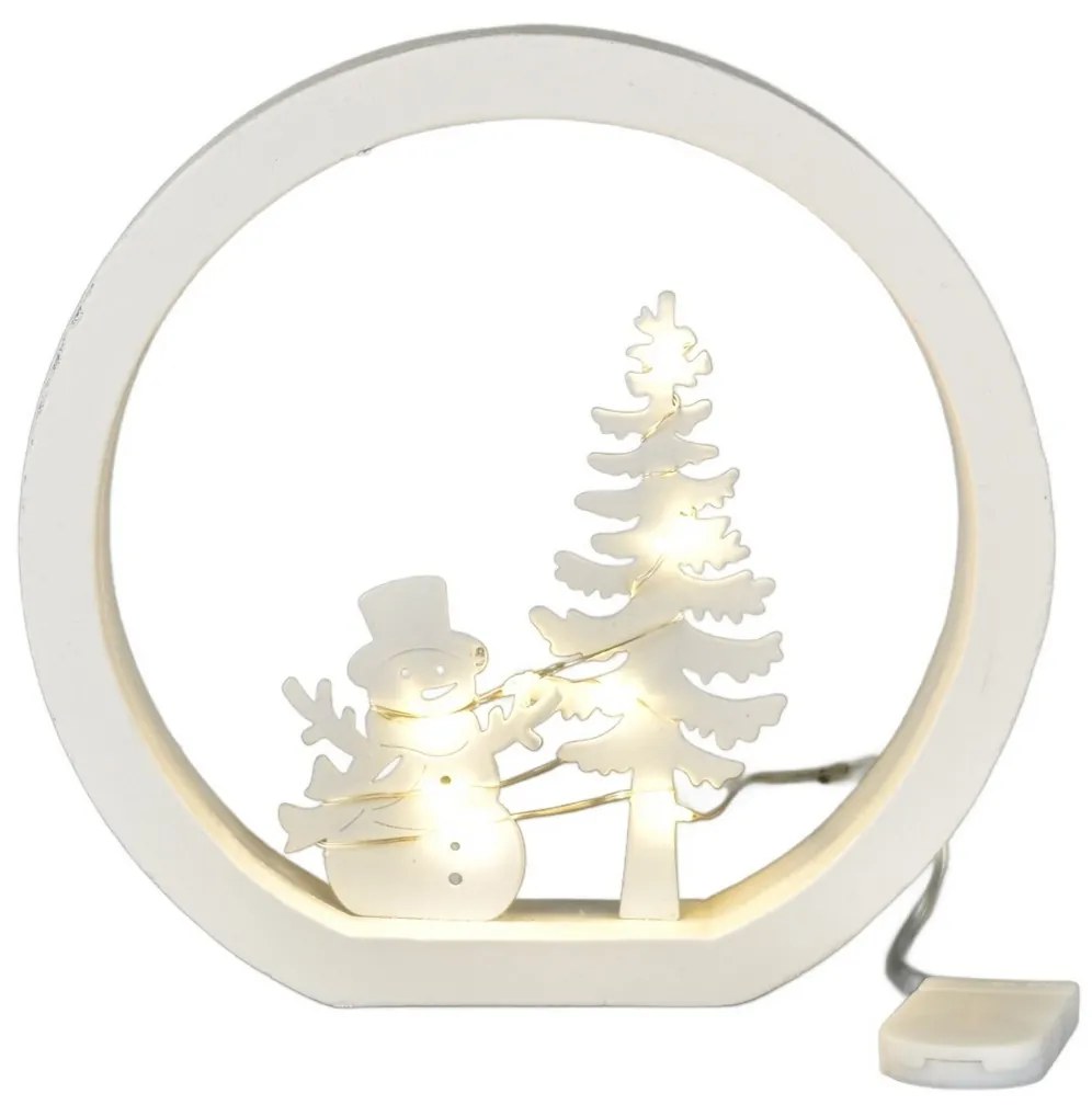 Świąteczna dekoracja LED Bałwanek, średnica 15 cm,ciepła biel