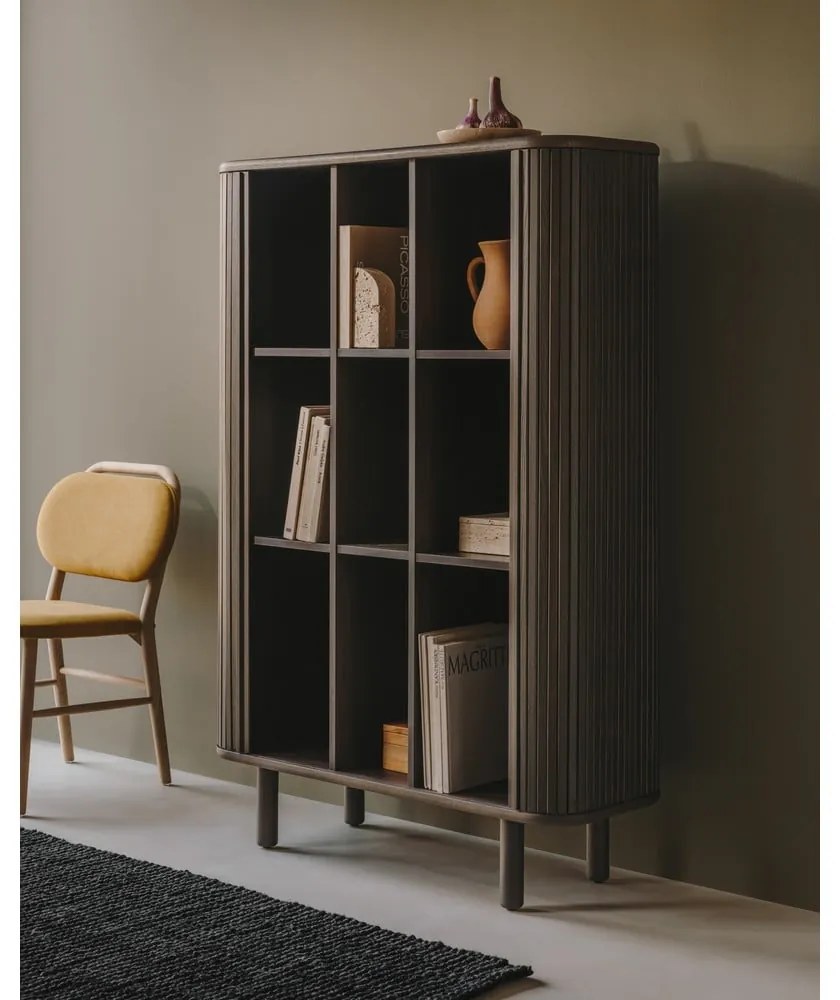 Ciemnobrązowa szafka w dekorze jesionu z drzwiami przesuwnymi 110x140 cm Mailen – Kave Home