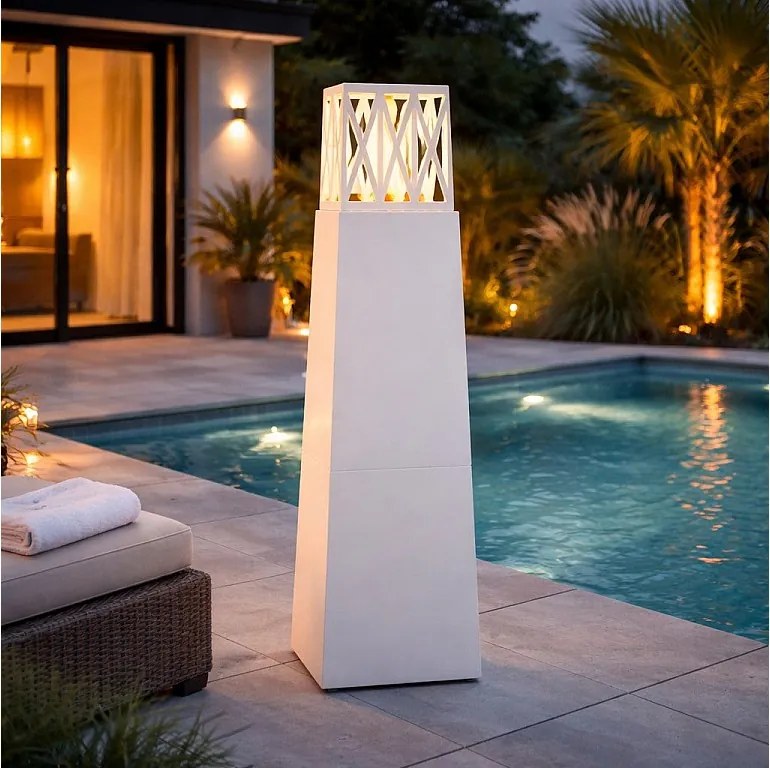 Kominek ogrodowy na bioetanol Vulcano White 40x40x145