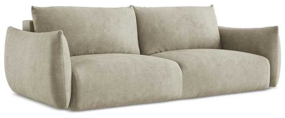 Beżowa rozkładana sofa z tkaniny szenilowej 230 cm Leila – Makamii