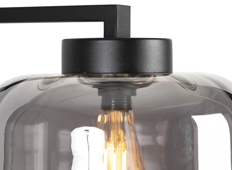 Designerska lampa podłogowa czarna z dymionym szkłem - Qara DownDesignerski Oswietlenie wewnetrzne
