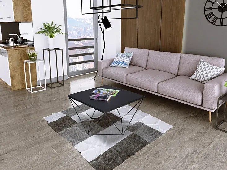Czarny stolik kawowy w stylu loft - Mokita 3X