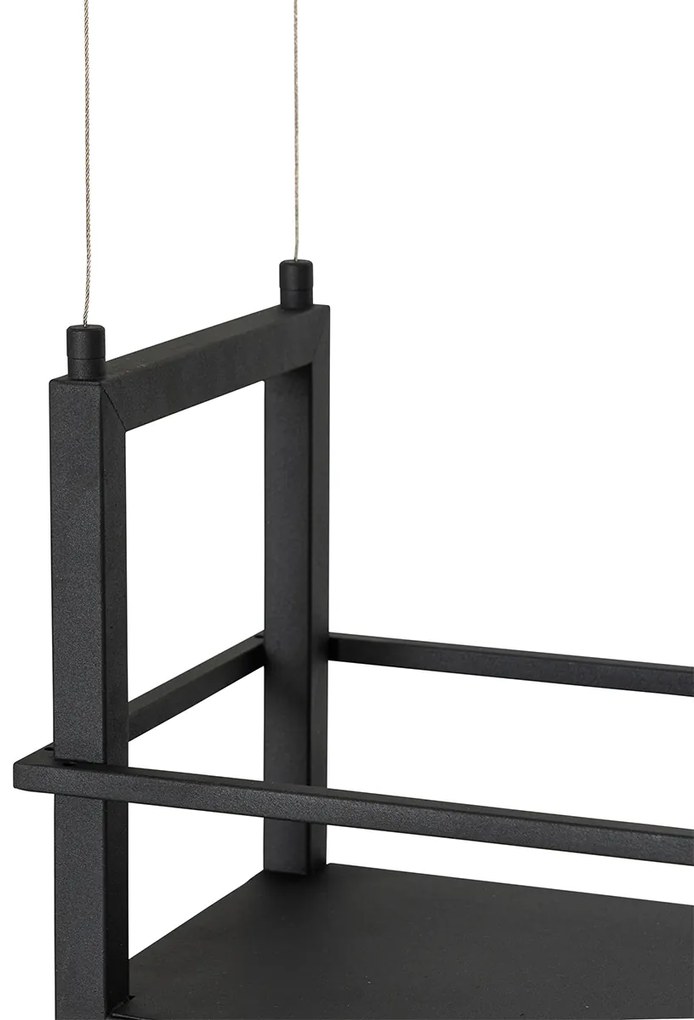 Lampa wisząca czarna z półką w komplecie z diodą LED, 3-stopniowy ściemniacz - Cage RackPrzemysłowy Oswietlenie wewnetrzne