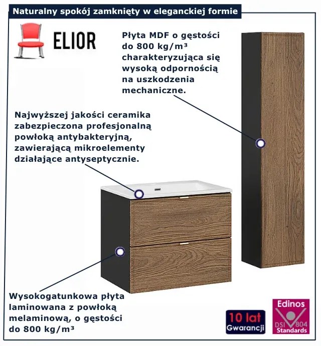 Zestaw mebli łazienkowych z umywalką dąb Casella W8-C90