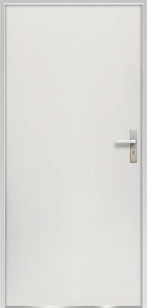 Drzwi wejściowe ze stali, pełne, wys. 207 x szer. 100 cm, kolor biały – skrzydło lewe - AGUEDA