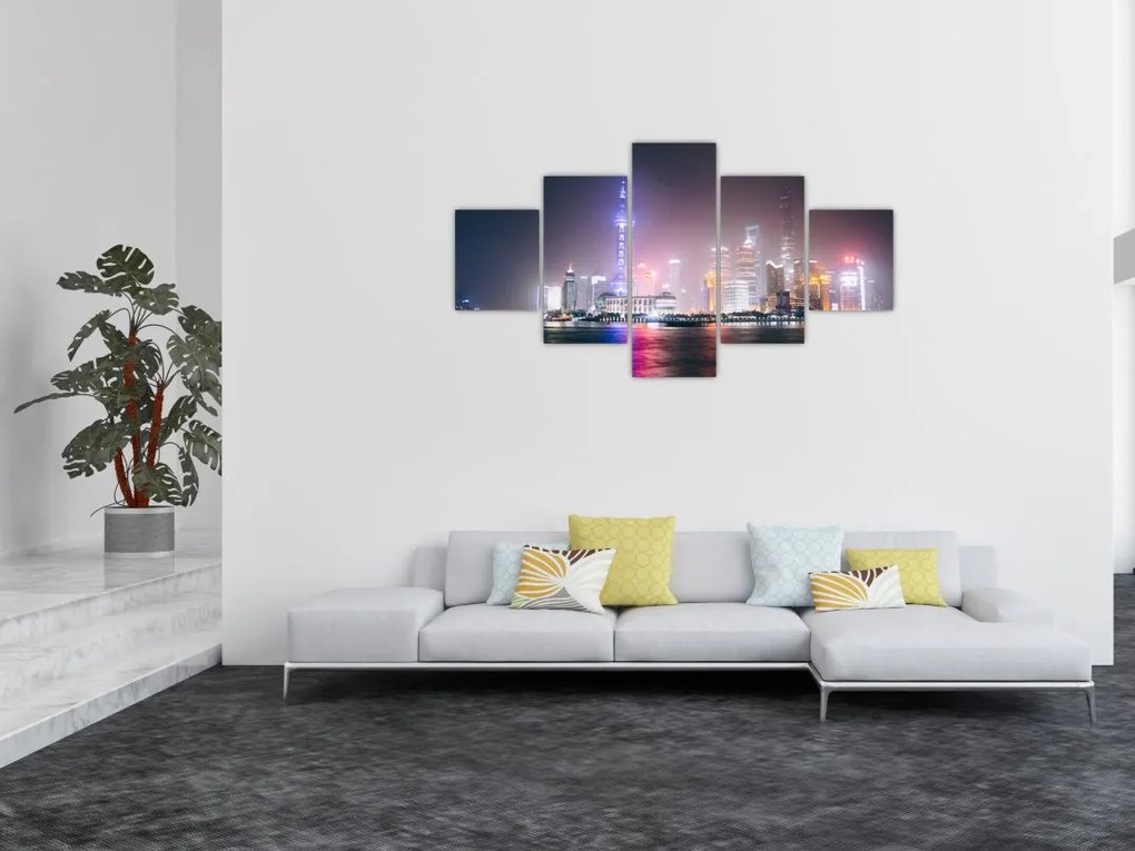 Obraz Szanghaju nocą (125x70 cm)