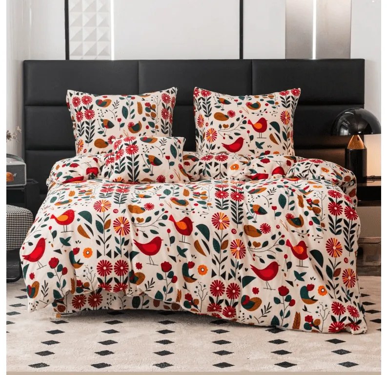 PrzytulneMieszkanie.pl PrzytulneMieszkanie.pl Pościel z mikropluszu RETRO BIRD kolorowa Rozmiar pościeli: 2 szt 70 x 90 cm | 200 x 220 cm