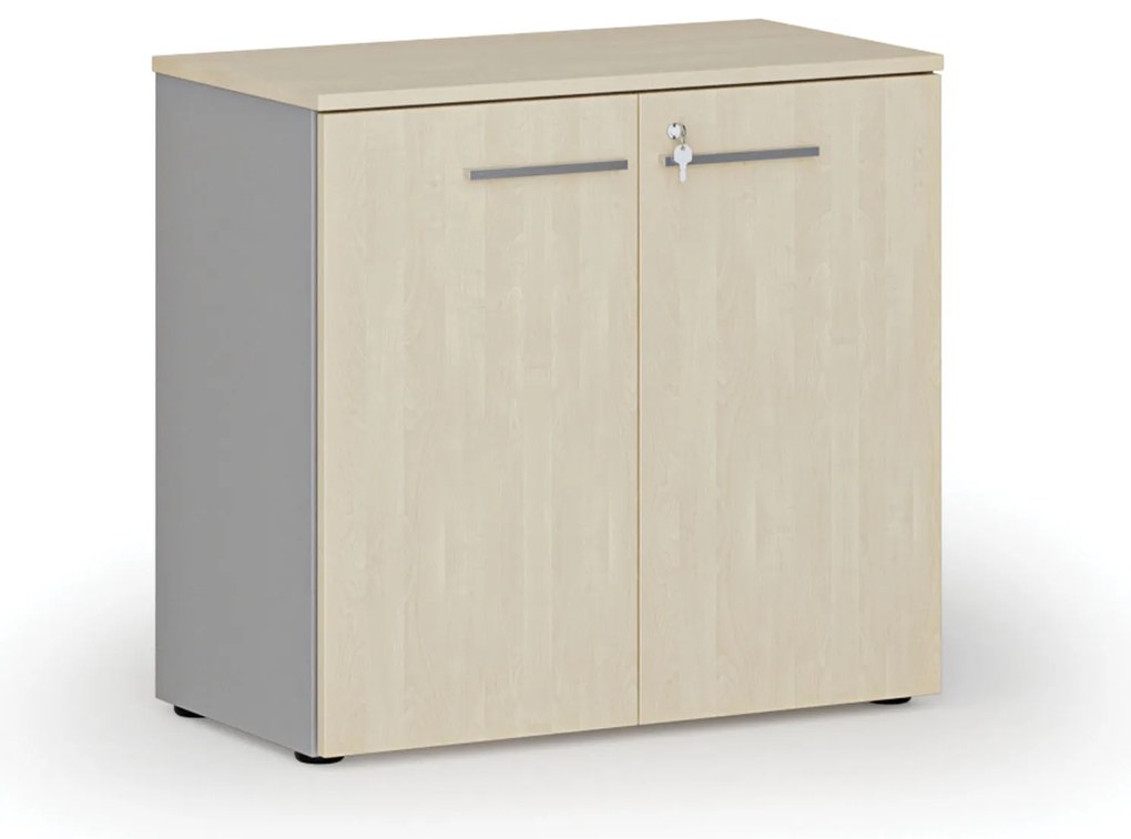 Szafa biurowa z drzwiami PRIMO GRAY, 800 x 420 x 740 mm, szary/brzoza
