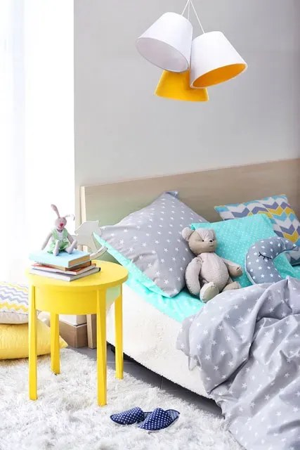 Biało-żółta lampa wisząca dzwonki dla dzieci H9-F64