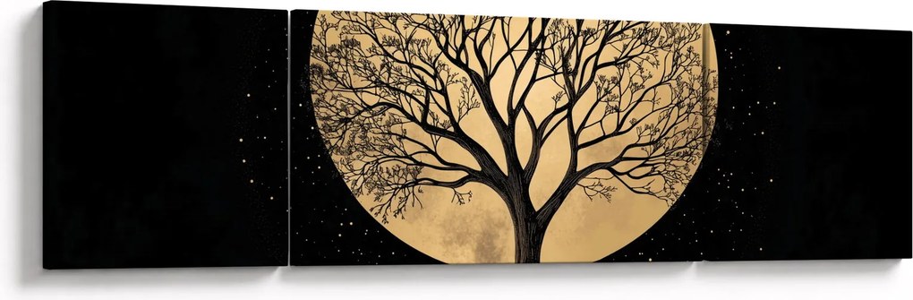 Obraz – Drzewo w złotej pełni księżyca I. (170x50 cm)