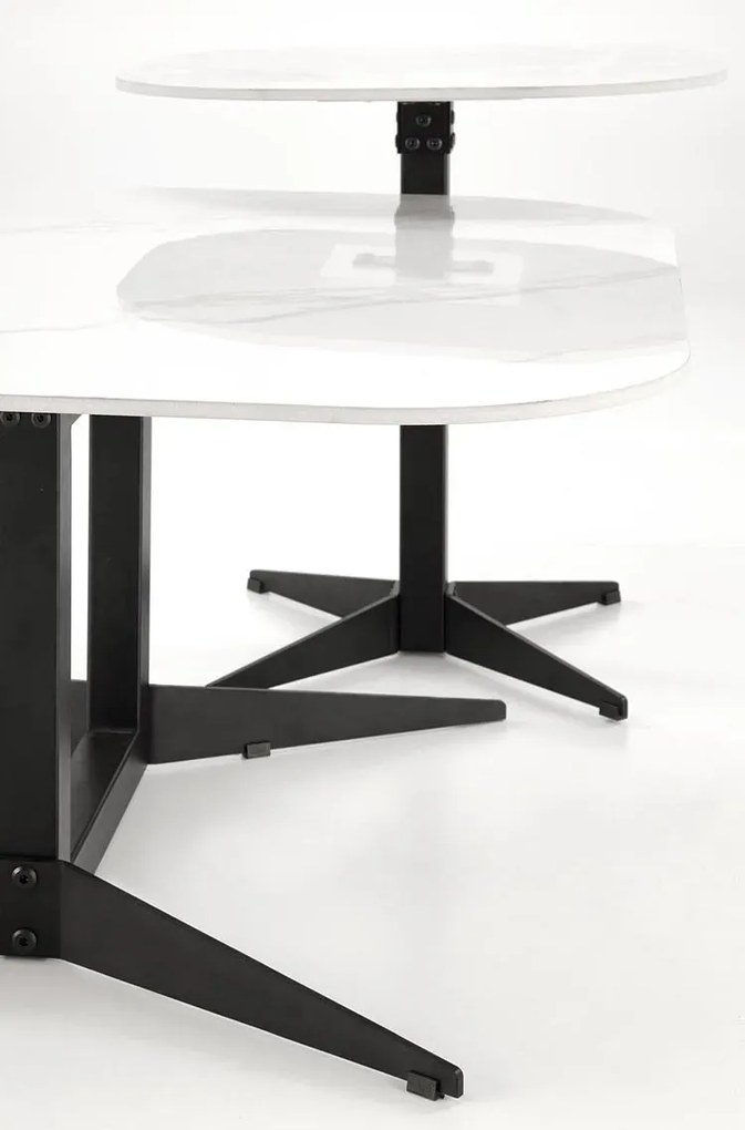 Loftowa metalowa ława z blatem biały marmur M5-M65