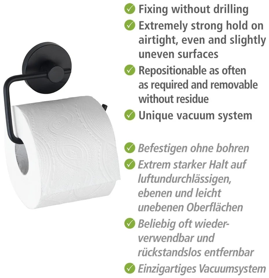 Czarny uchwyt na papier toaletowy Wenko Vacuum-Loc® Milazzo