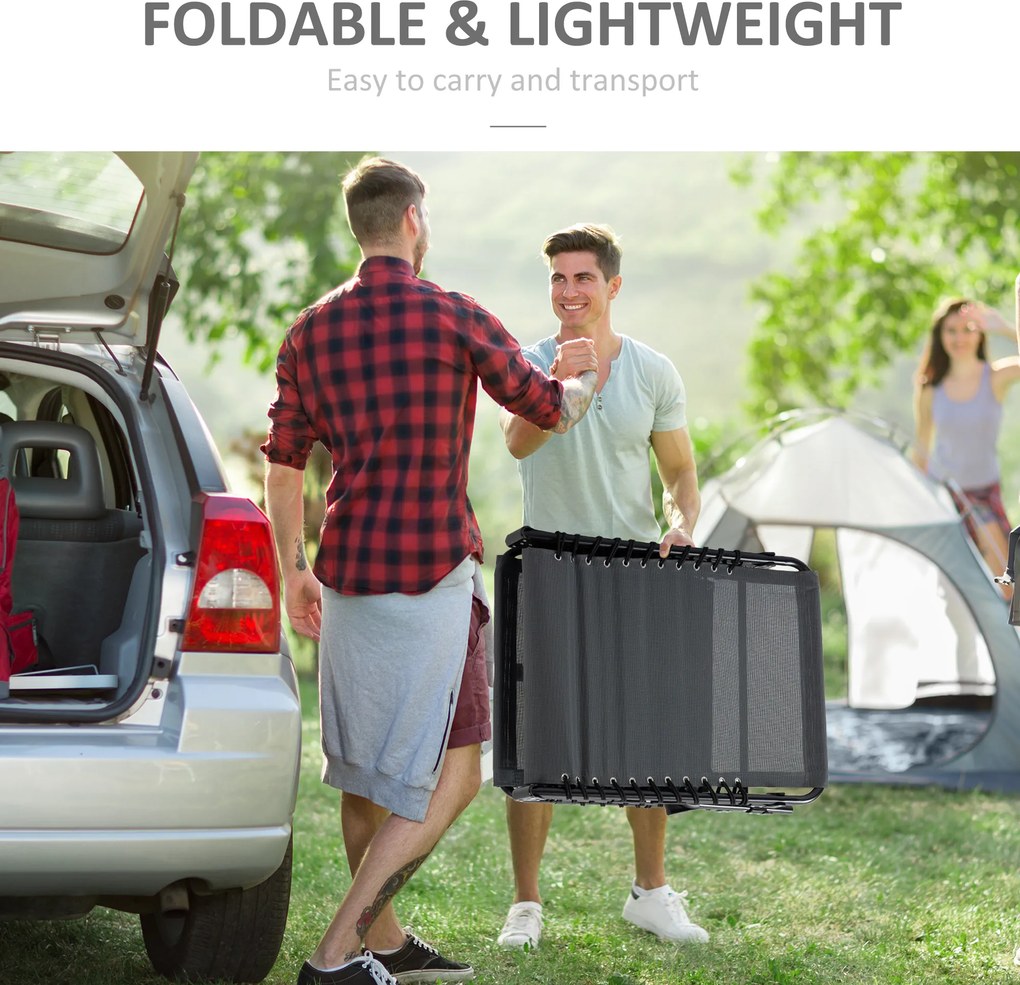 Outsunny Leżak składany z poduszką na szyję, rama ze stali, pokrycie siatkowe, nośność 120 kg, Szary
