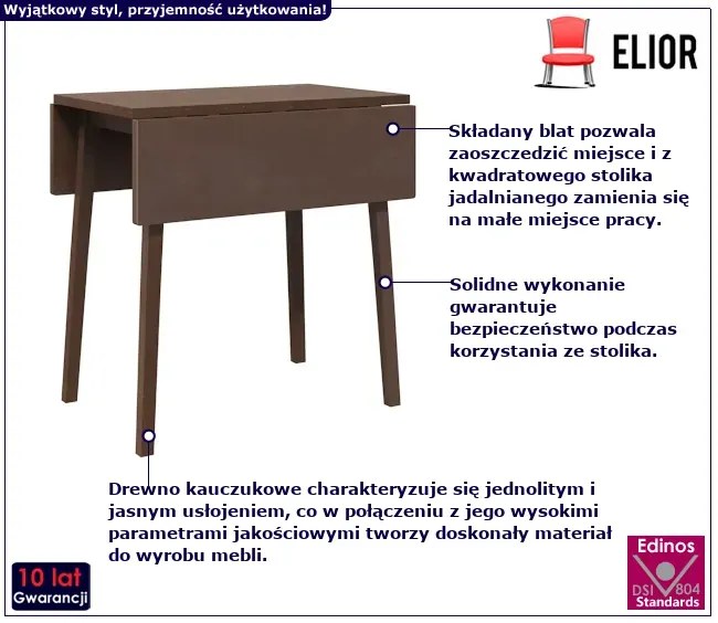 Kwadratowy stół jadalniany brązowy - Himunir