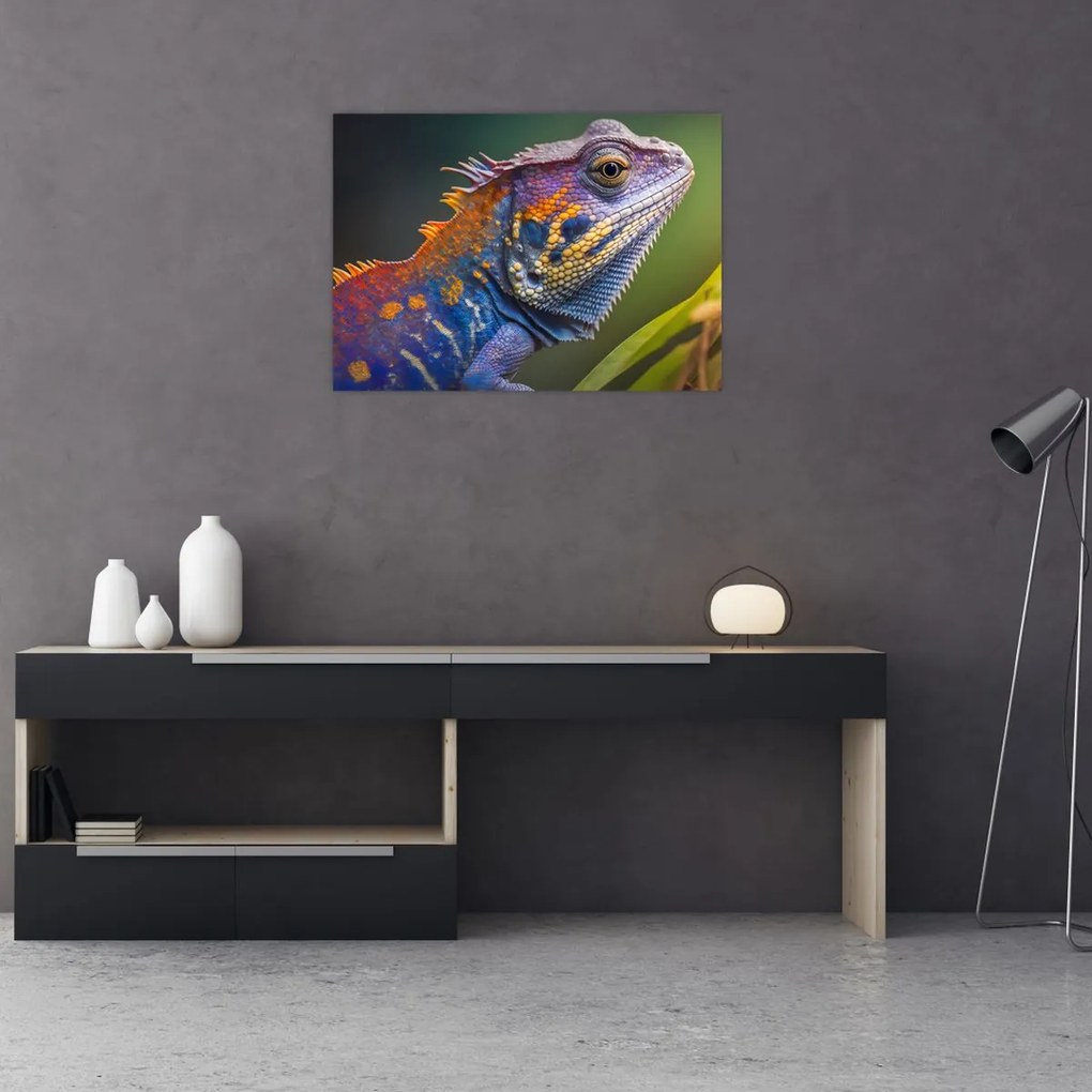 Obraz - Kolorowy legwan (70x50 cm)
