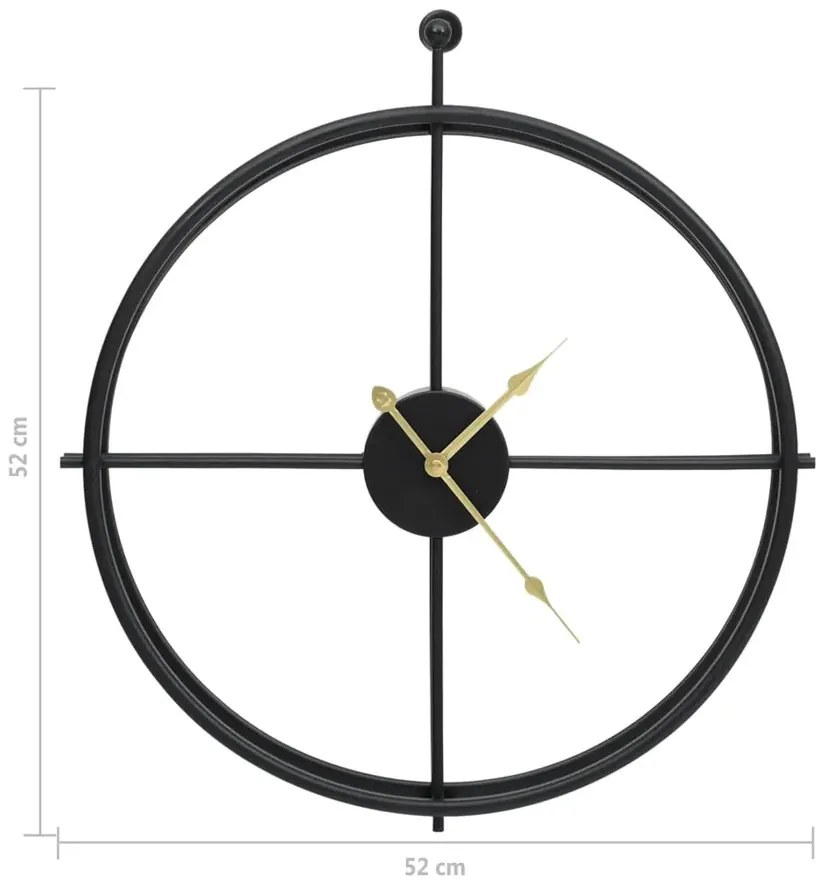 Czarny elegancki zegar ścienny ze złotymi wskazówkami 52 cm K4-G37
