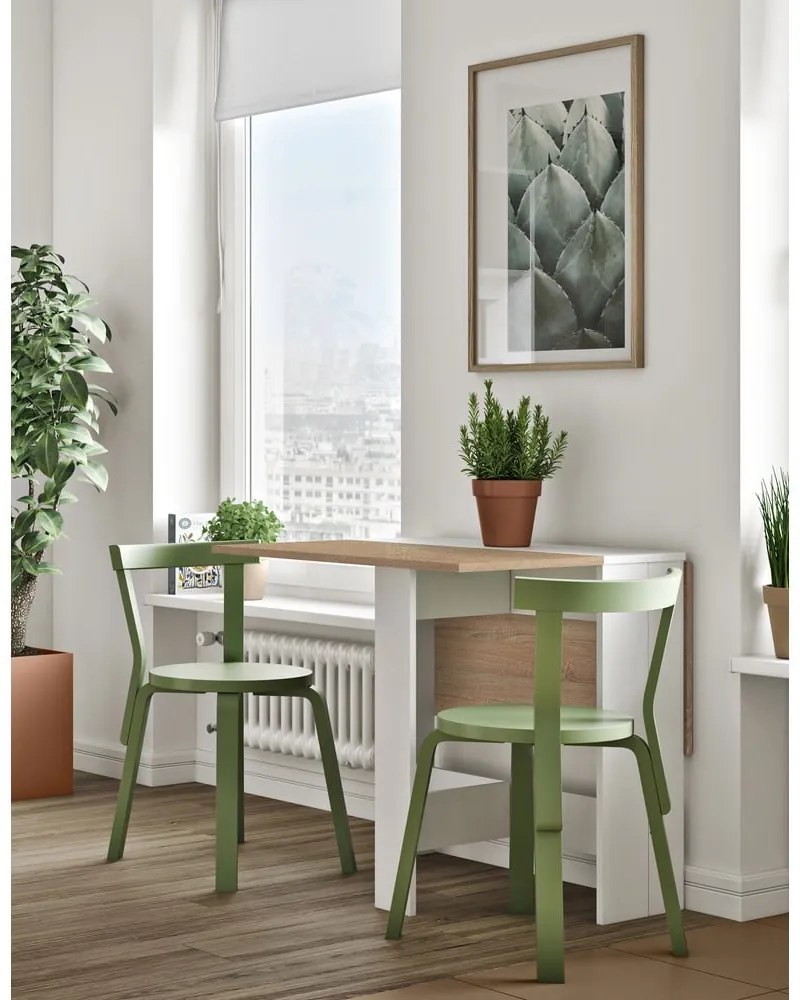 Rozkładany stół z blatem w dekorze dębu 76x28 cm Papillon – TemaHome