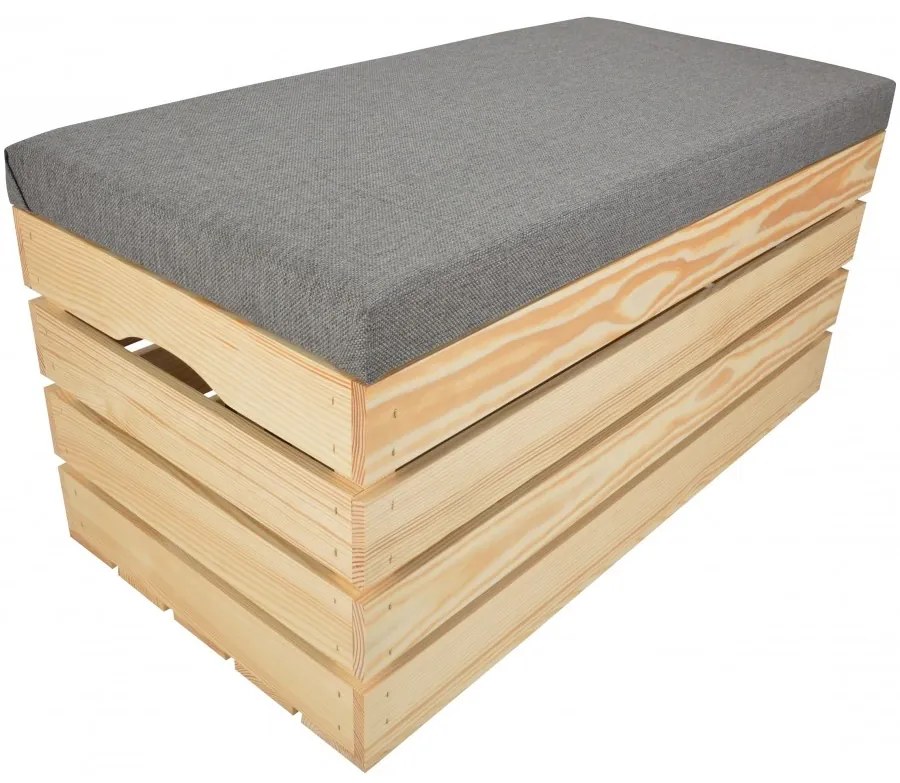 Pufa kufer skrzynia drewniana sosnowa siedzisko 80cm naturalna