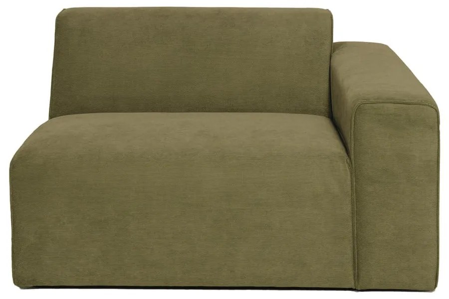 Zielony końcowy moduł sztruksowej sofy Scandic Sting, 124 cm, prawostronny