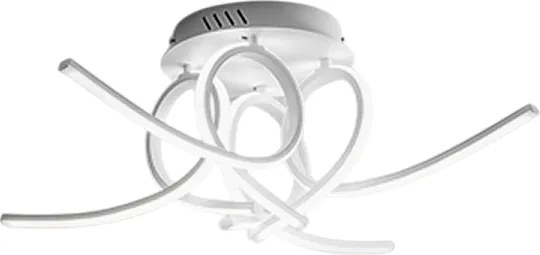 Nowoczesna lampa sufitowa LED Tosca P4, 60W 3200lm, ciepłe światło 3000K, rzeźbiarski design, satynowe białe aluminium, IP20, dyfuzor opalowy