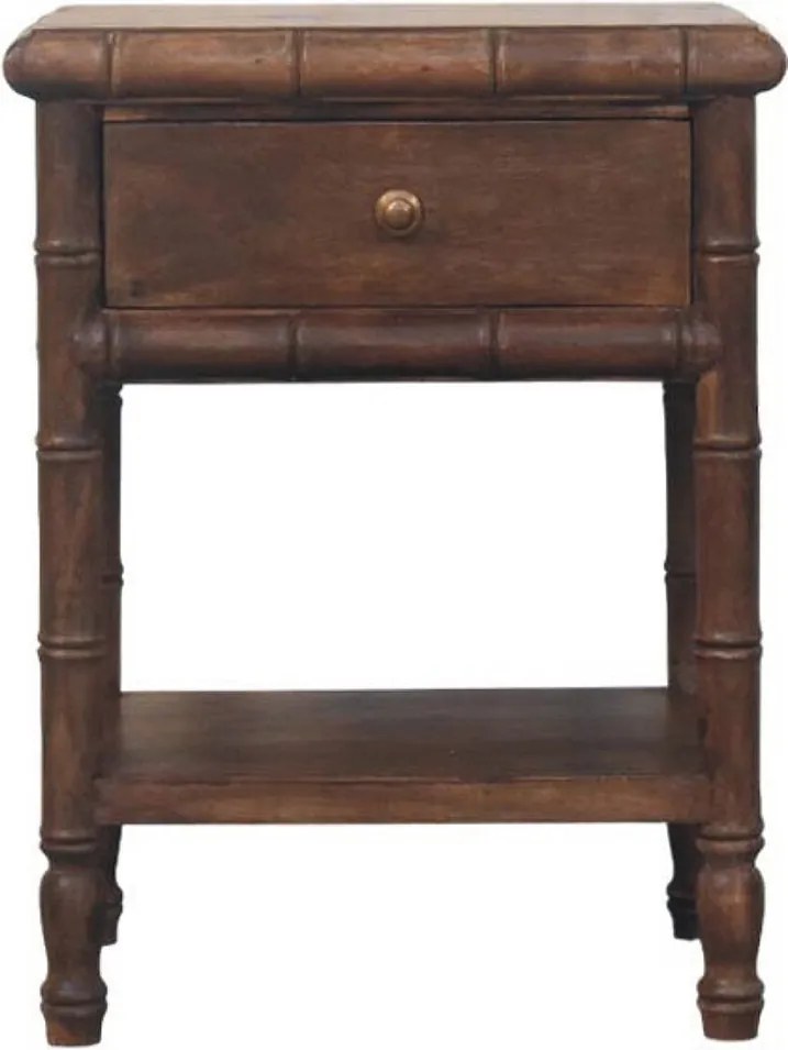 Artisan Furniture Lite drewno Rzeźbiona Szafka Nocna z Bambusowymi Detalami