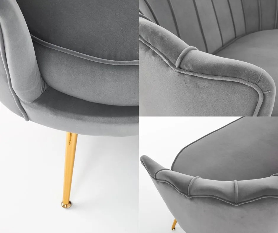 Tapicerowana sofa z oparciem w kształcie muszli Amorinito XL