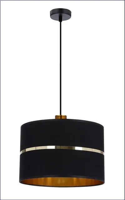Lampa wisząca abażurowa w stylu glamour czarny + złoto - Z035-Gaspari