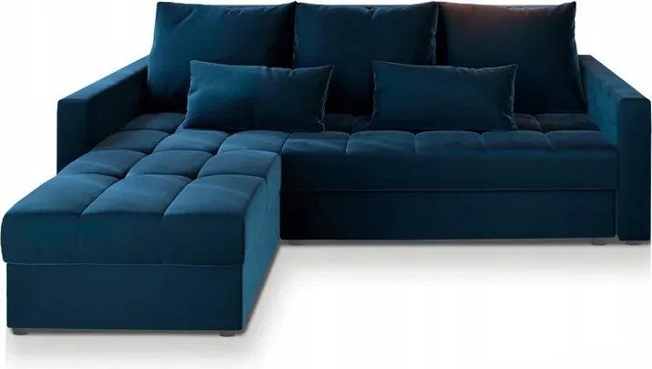 Ciemnoniebieska rozkładana narożna sofa ZENOVA 220x140 cm, dwustronna