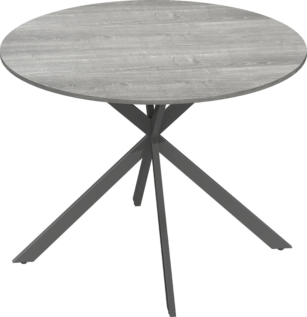 HOMCOM Okrągły stół jadalniany dla 4 osób, stół kuchenny w stylu industrialnym z nogami stalowymi, do jadalni, kuchni, szary | Aosom PL