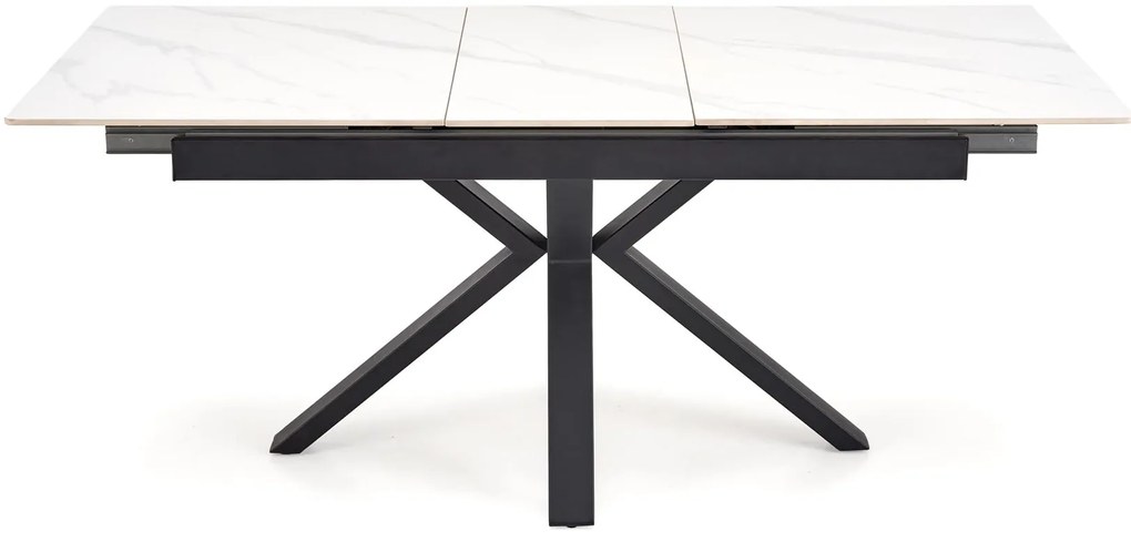Stół rozkładany 140-180/85/76 cm spiek biały marmur/czarny PLATAN