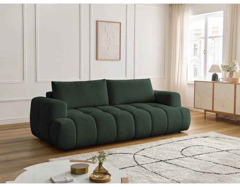 Zielona rozkładana/ze schowkiem sofa 251 cm Fuji – Bobochic Paris