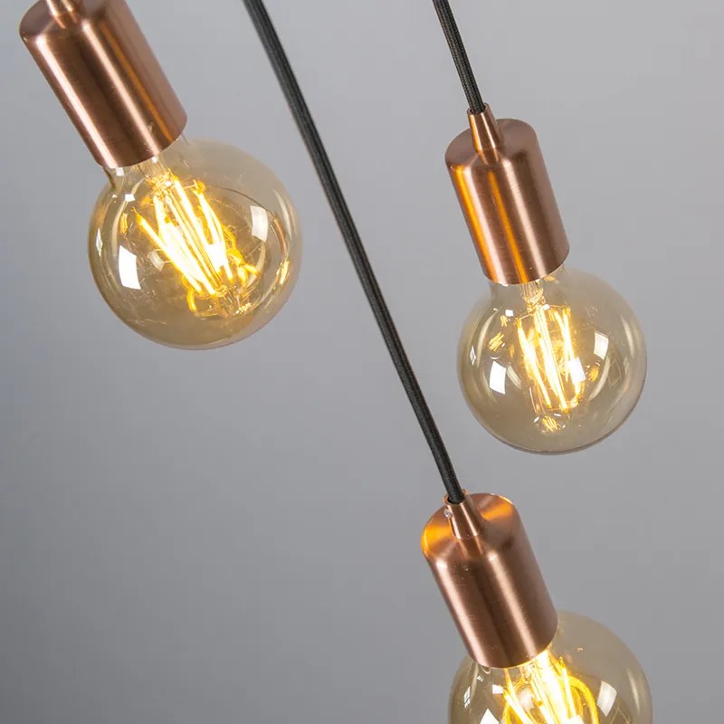 Lampa wisząca w stylu art deco miedziana 3-światłowa - FacilDesignerski Oswietlenie wewnetrzne