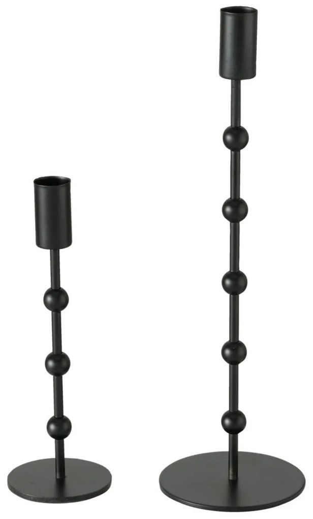 Metalowy świecznik Kimberly, 2 sztuki, kolor czarny