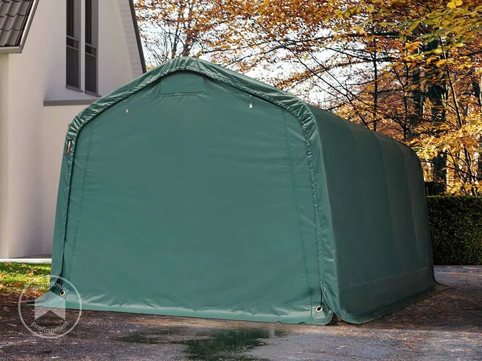 TOOLPORT 3,3x4,8m Namiot garazowy - 2m brama wjazdowa, PRIMEtex 2300, ciemnozielony, ze statyką (podłoże betonowe) - (49677)