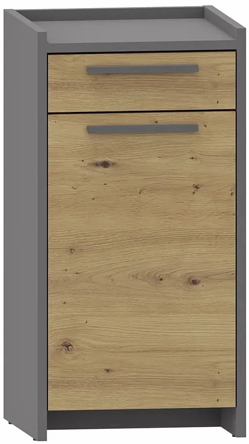 Nowoczesna komoda z szufladą oraz półką dąb artisan + antracyt W3-B67