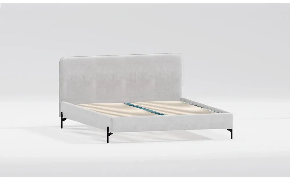 Jasnoszare tapicerowane łóżko dwuosobowe ze stelażem 200x200 cm Barker – Ropez