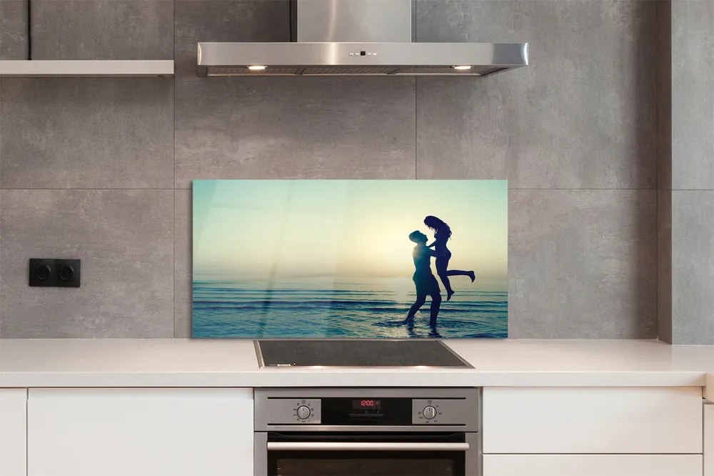 Panel szklany do Kuchni Ludzie nad Brzegiem Morza