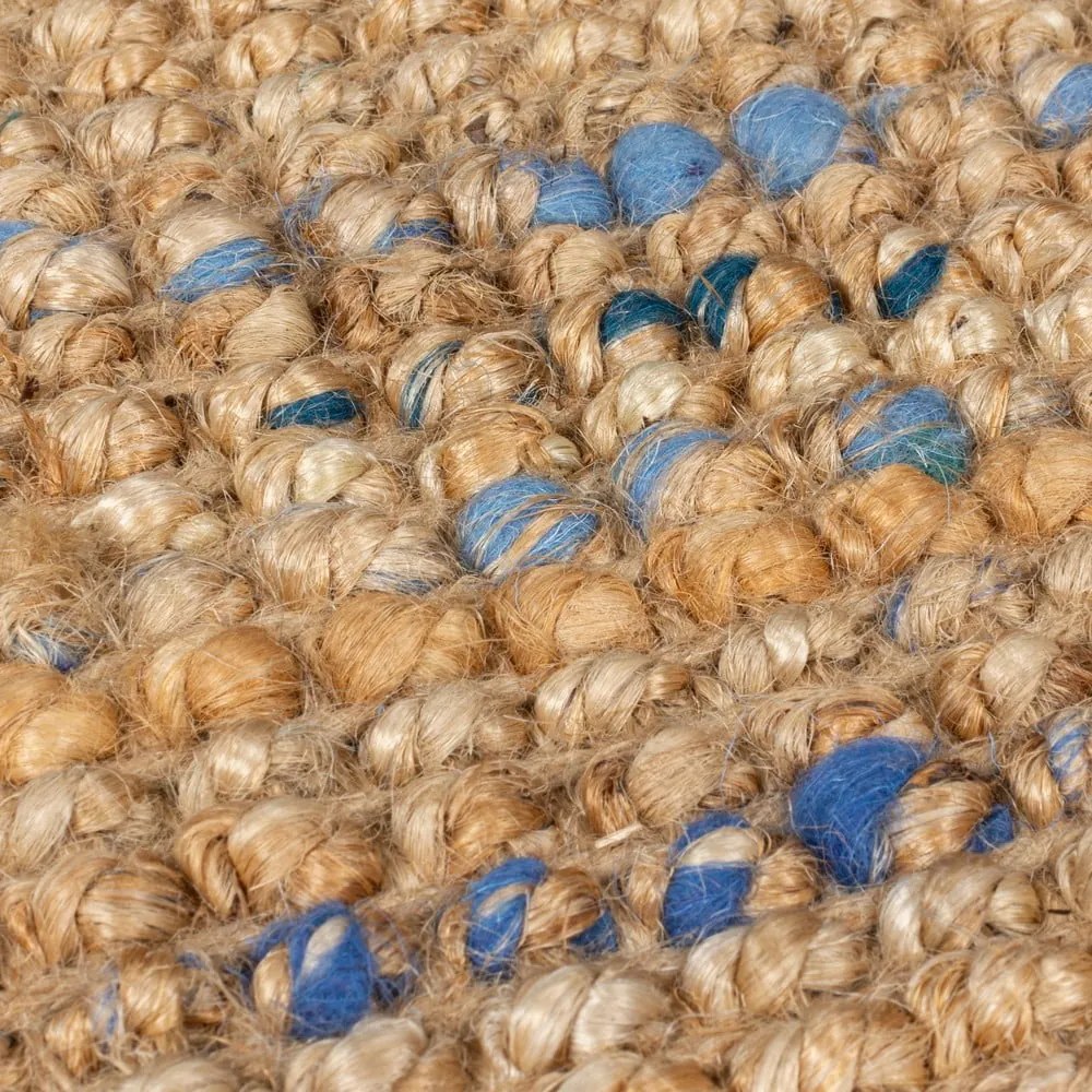 Niebiesko-naturalny chodnik z juty tkany ręcznie 60x230 cm Jute Boucle Blue – Flair Rugs