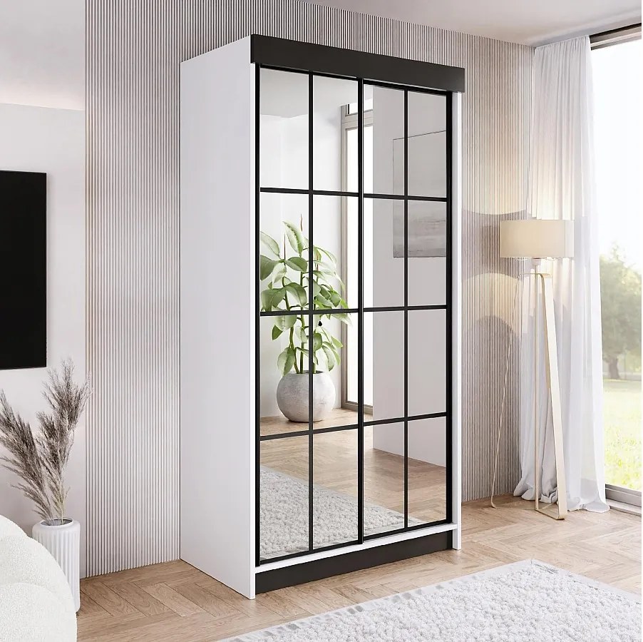 Szafa przesuwna z lustrem BARI 2 biała 100