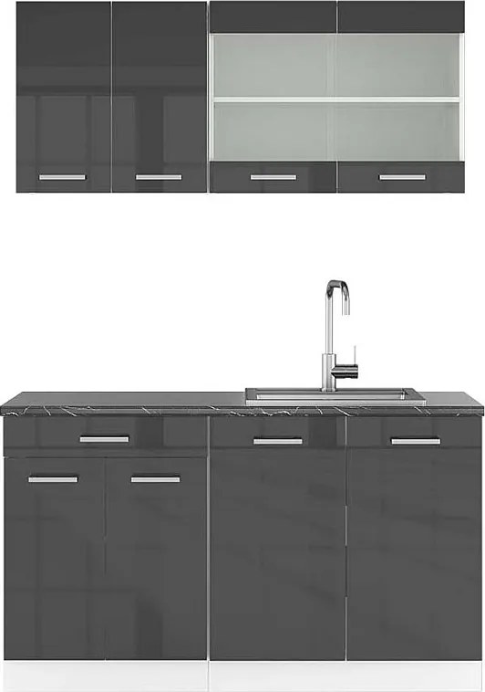 Pojedyncza kuchnia antracytowy wysoki połysk/biały 140x60x81.6 r-line