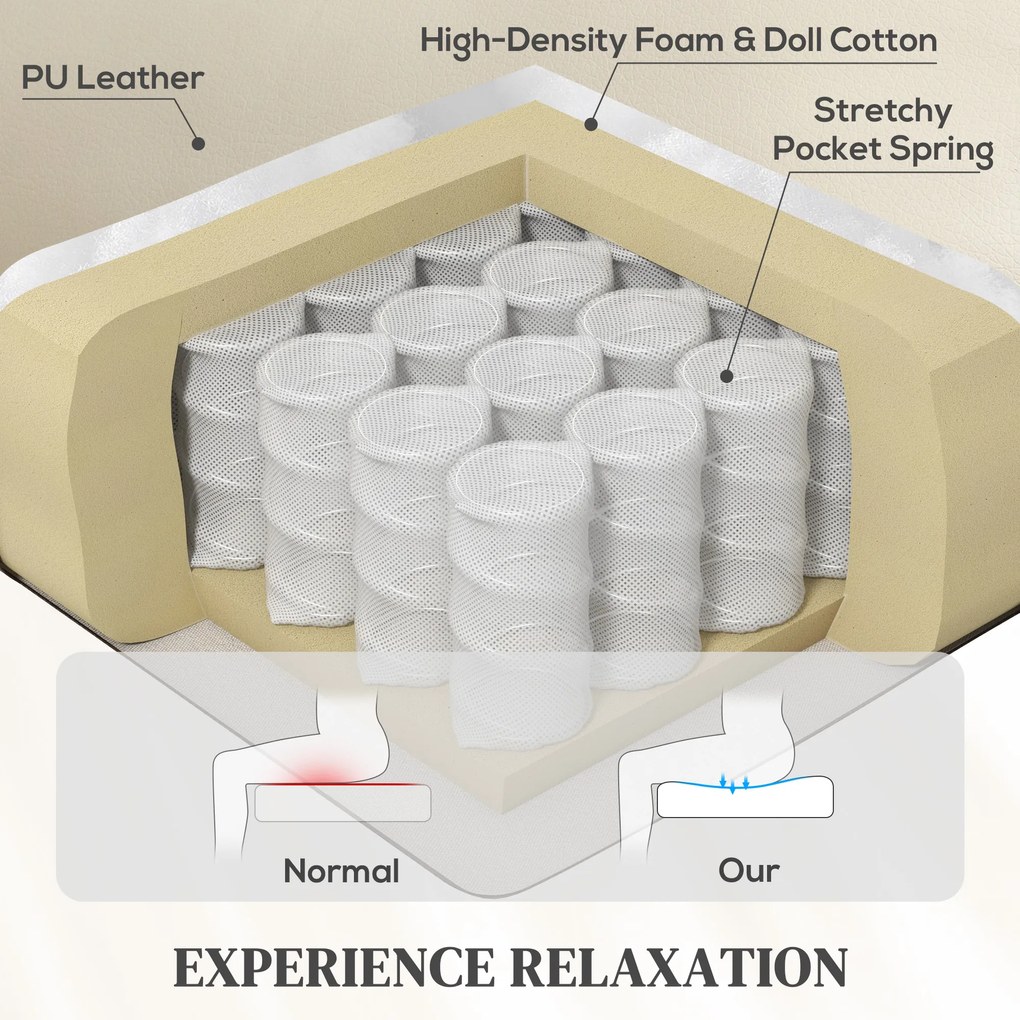 HOMCOM Fotel telewizyjny z elektrycznym podnoszeniem, masażem, podgrzewaniem, USB, kremowy PU | Aosom PL