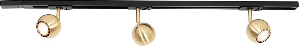 Nowoczesny system szynowy z 3 reflektorami złoty 1-fazowy - Iconic Gissi
