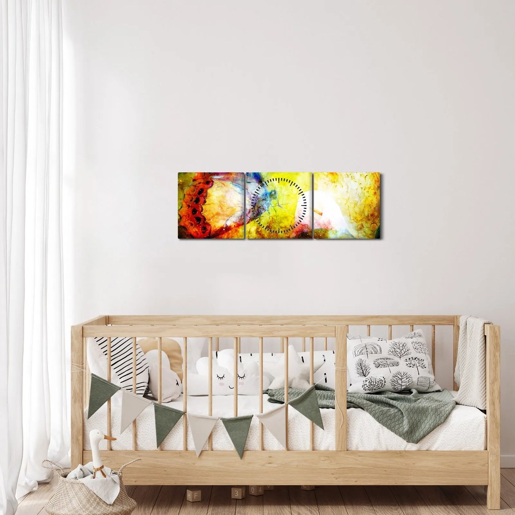 Obraz - Kosmiczny motyl (z zegarem) (90x30 cm)