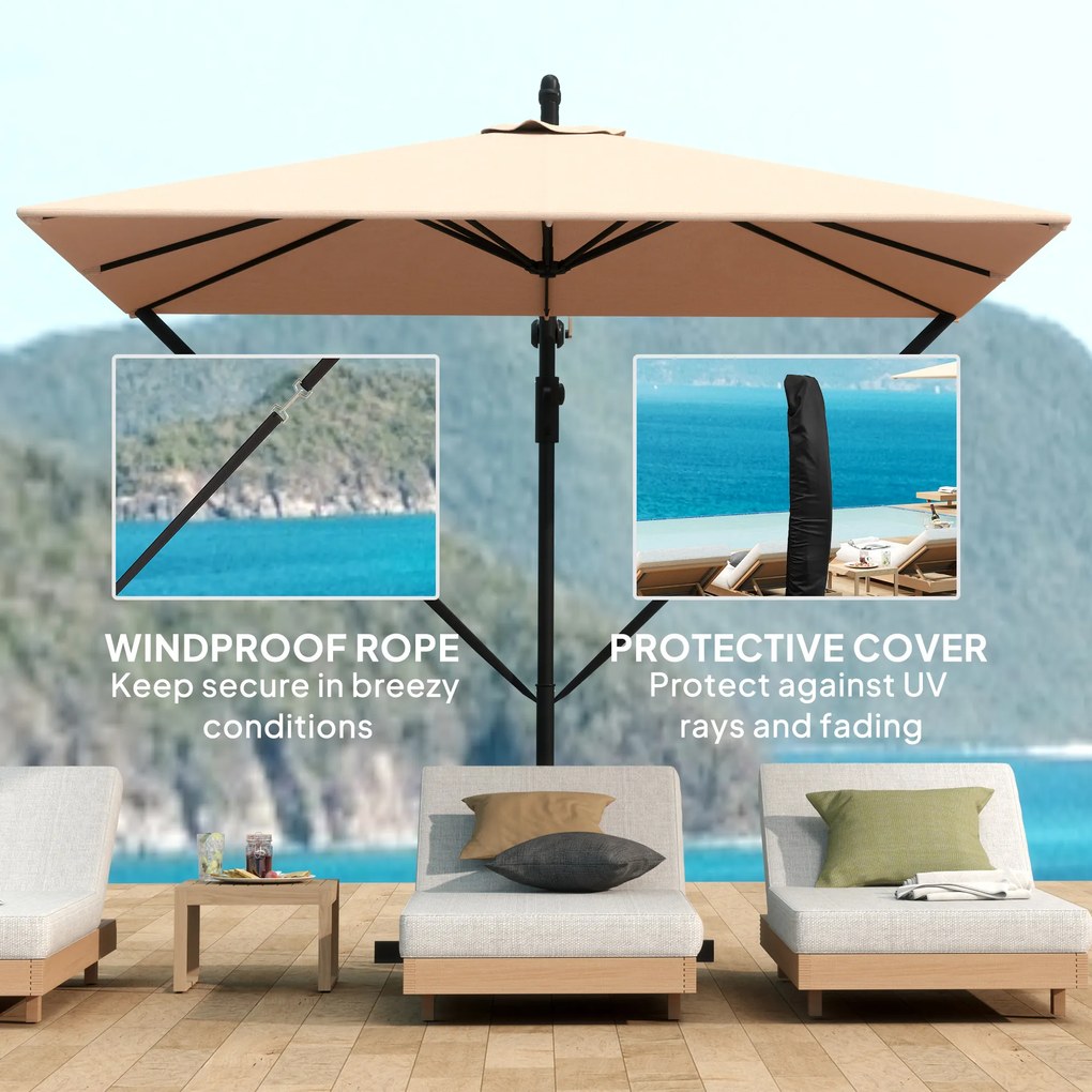 Outsunny Parasol ogrodowy Ø260 cm wodoodporny z ochroną UV 50 khaki do ogrodu i tarasu | Aosom PL